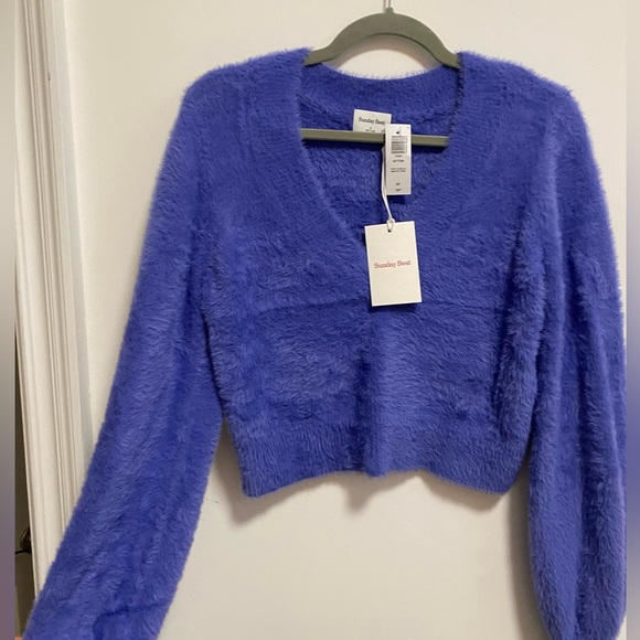 Aritzia Purple fuzzy sweater - Picture 1 of 5